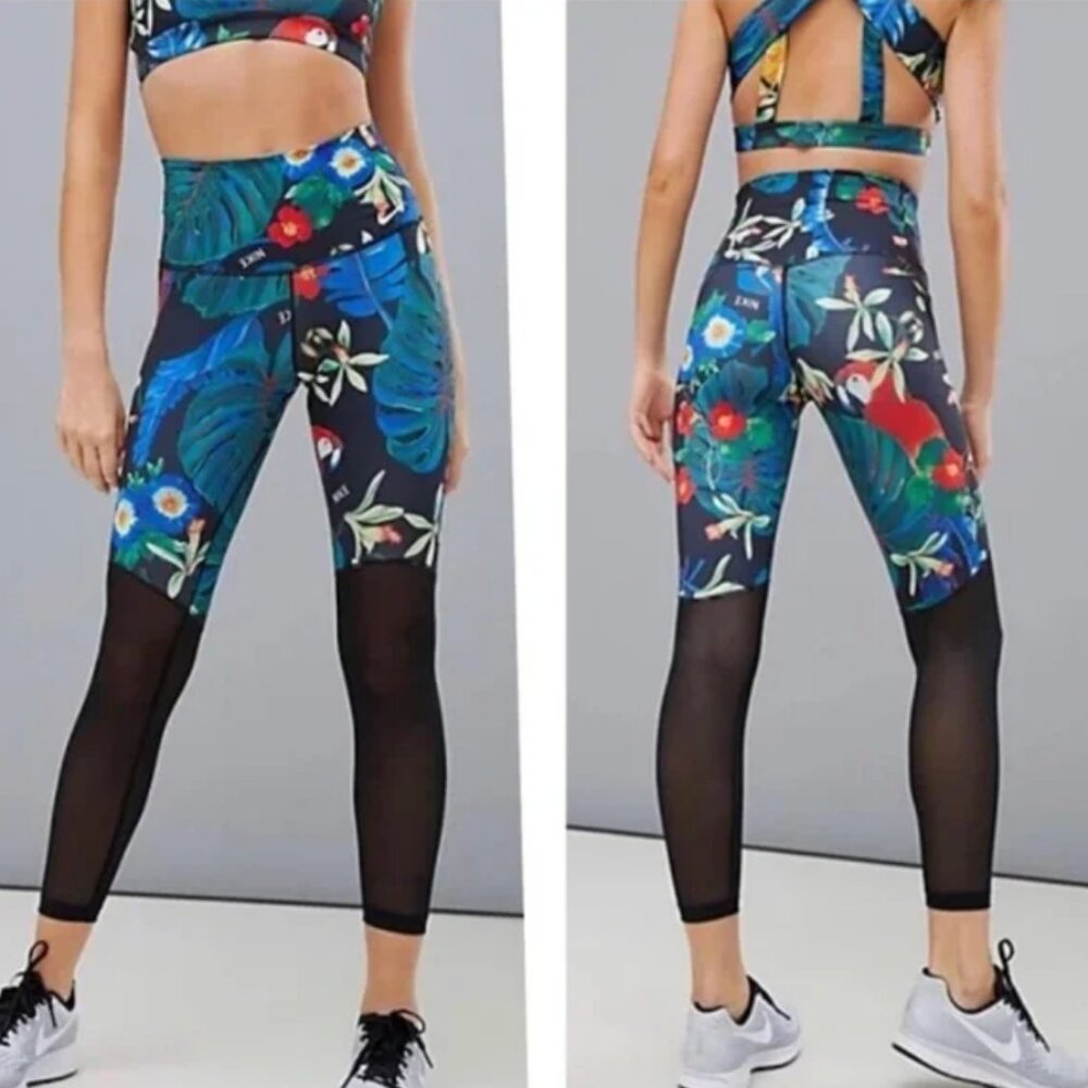 Nike Tropical Print High-Rise Dri-Fit Leggings with Mesh — Size SMALL, like new